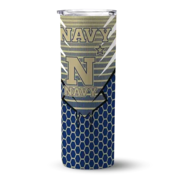 Custom Navy Midshipmen Chevron Stripes Blue Skinny Tumbler