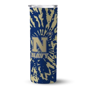 Custom Navy Midshipmen Metallic Grid Blue Skinny Tumbler