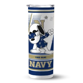 Custom Navy Midshipmen Snoopy Dog Blue White Skinny Tumbler