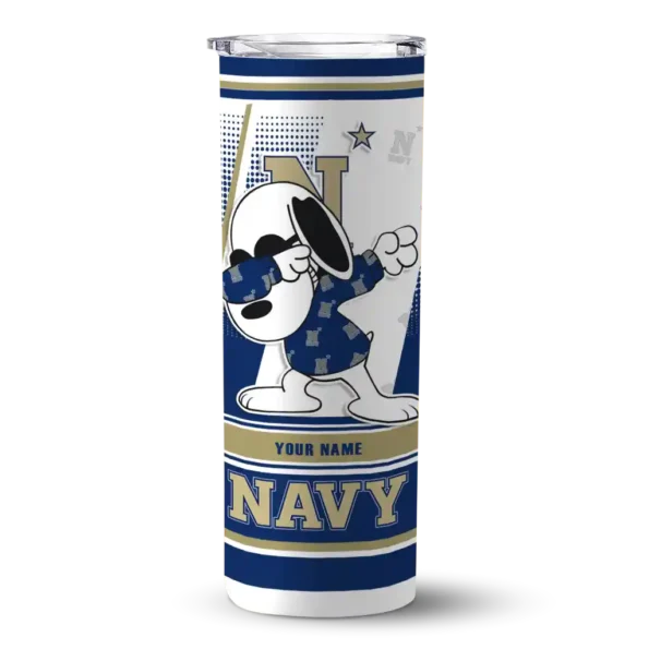 custom navy midshipmen snoopy dog blue white skinny tumbler best selling