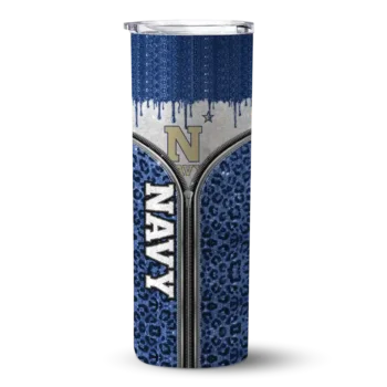 Custom Navy Midshipmen Sparkle Drip Blue Skinny Tumbler