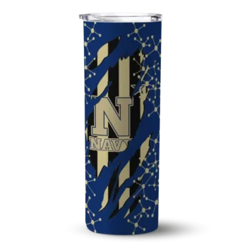 Custom Navy Midshipmen Star Pop Blue Black Skinny Tumbler
