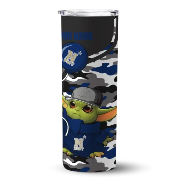 custom navy midshipmen yoda camo blue black skinny tumbler best selling