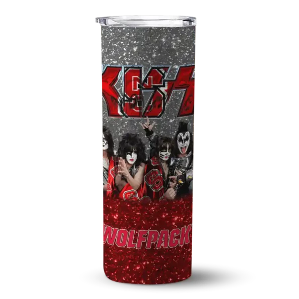 custom nc state wolfpack kiss band white skinny tumbler best selling