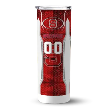 Custom NC State Wolfpack Stacked Diamond Red Skinny Tumbler