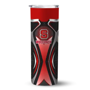 Custom NC State Wolfpack Superman Emblem Red Black Skinny Tumbler