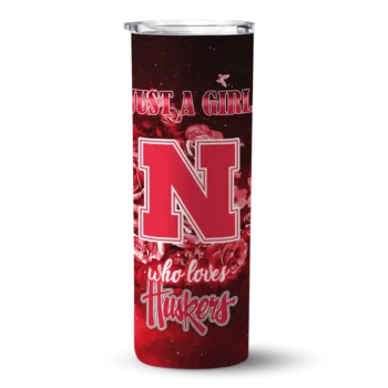 Custom Nebraska Cornhuskers Rose Romance Red Black Skinny Tumbler