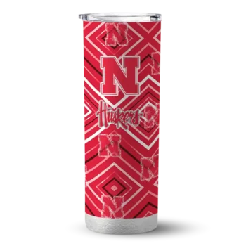 Custom Nebraska Cornhuskers Zipper Leopard Red Skinny Tumbler