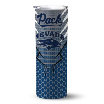 Custom Nevada Wolf Pack Chevron Stripes Blue Skinny Tumbler