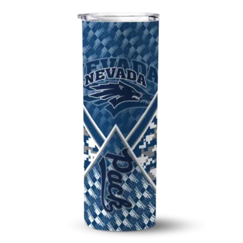 Custom Nevada Wolf Pack Monogram Burst Blue White Skinny Tumbler