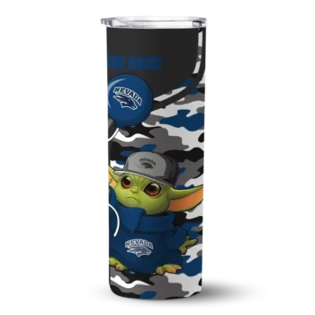 Custom Nevada Wolf Pack Yoda Camo Blue Black Skinny Tumbler
