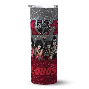 Custom New Mexico Lobos Kiss Band Grey Skinny Tumbler