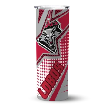 Custom New Mexico Lobos Web Stripes Red White Skinny Tumbler