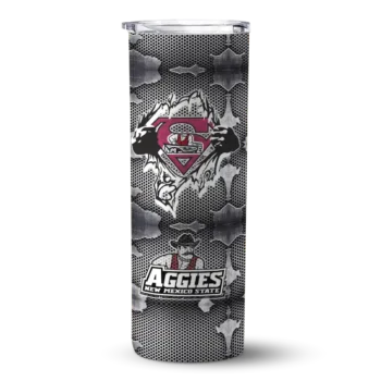 Custom New Mexico State Aggies Chevron V Crimson Gray Skinny Tumbler