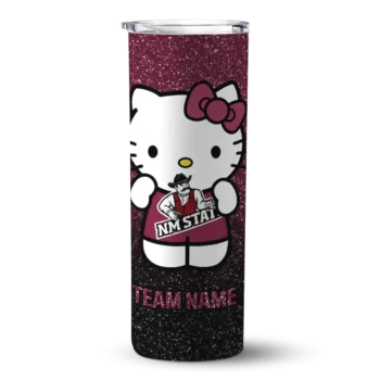 Custom New Mexico State Aggies Hello Kitty Crimson Black Skinny Tumbler
