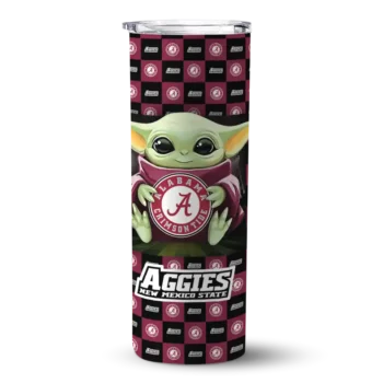 Custom New Mexico State Aggies Yoda Cozy Crimson Black Skinny Tumbler