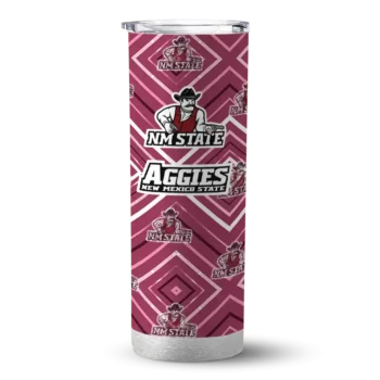 Custom New Mexico State Aggies Zipper Leopard Crimson Skinny Tumbler