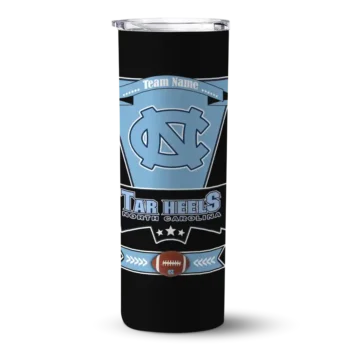 Custom North Carolina Tar Heels Helmet Belt Light Blue Black Skinny Tumbler
