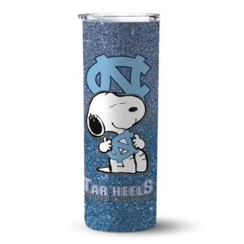 Custom North Carolina Tar Heels Snoopy Attitude Light Blue Skinny Tumbler