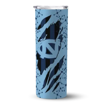 Custom North Carolina Tar Heels Star Pop Light Blue Black Skinny Tumbler