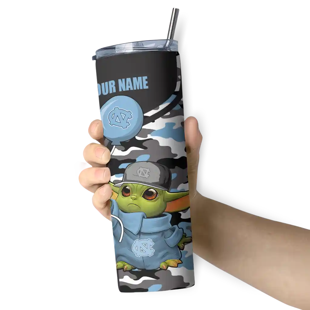 custom-north-carolina-tar-heels-yoda-camo-light-blue-black-skinny-tumbler-premium-grade-1.webp