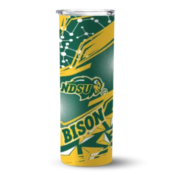 Custom North Dakota State Bison Helmet Clash Green Skinny Tumbler