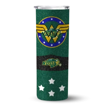 Custom North Dakota State Bison Star Cluster Green Skinny Tumbler