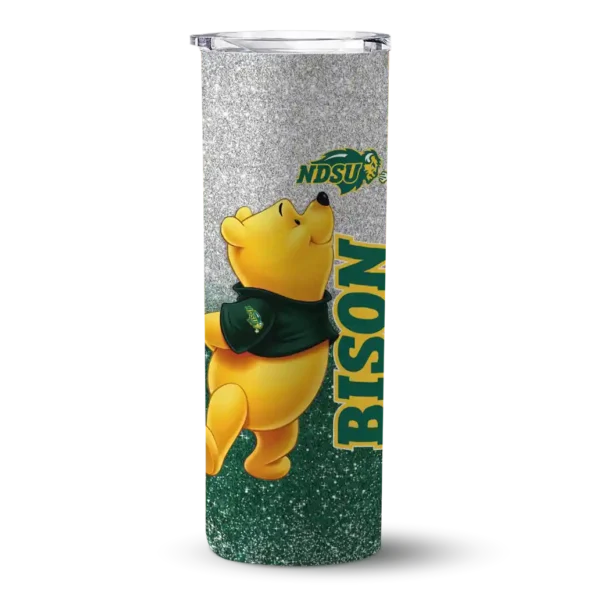 custom north dakota state bison winnie the pooh green gray skinny tumbler best selling