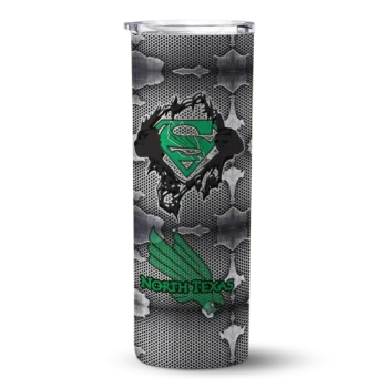 Custom North Texas Mean Green Chevron V Green Gray Skinny Tumbler