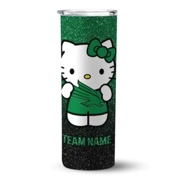 Custom North Texas Mean Green Hello Kitty Green Black Skinny Tumbler