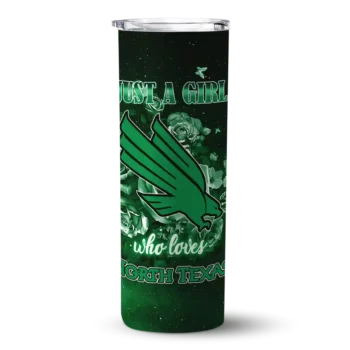 Custom North Texas Mean Green Rose Romance Green Black Skinny Tumbler