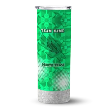 Custom North Texas Mean Green Starburst Tiles Green Skinny Tumbler