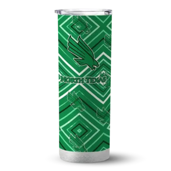 Custom North Texas Mean Green Zipper Leopard Green Skinny Tumbler