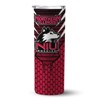 Custom Northern Illinois Huskies Chevron Stripes Red Skinny Tumbler