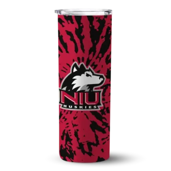 Custom Northern Illinois Huskies Metallic Grid Red Skinny Tumbler