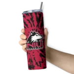 custom-northern-illinois-huskies-metallic-grid-red-skinny-tumbler-best-selling.webp
