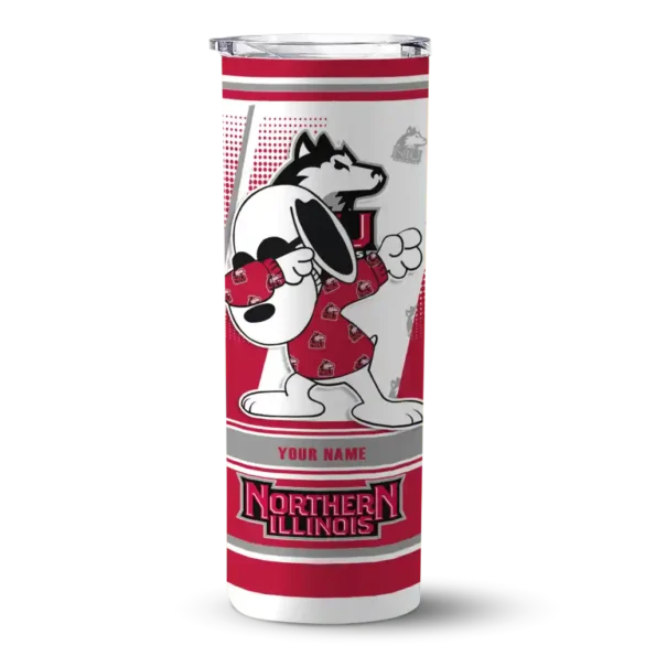 custom northern illinois huskies snoopy dog red white skinny tumbler best selling