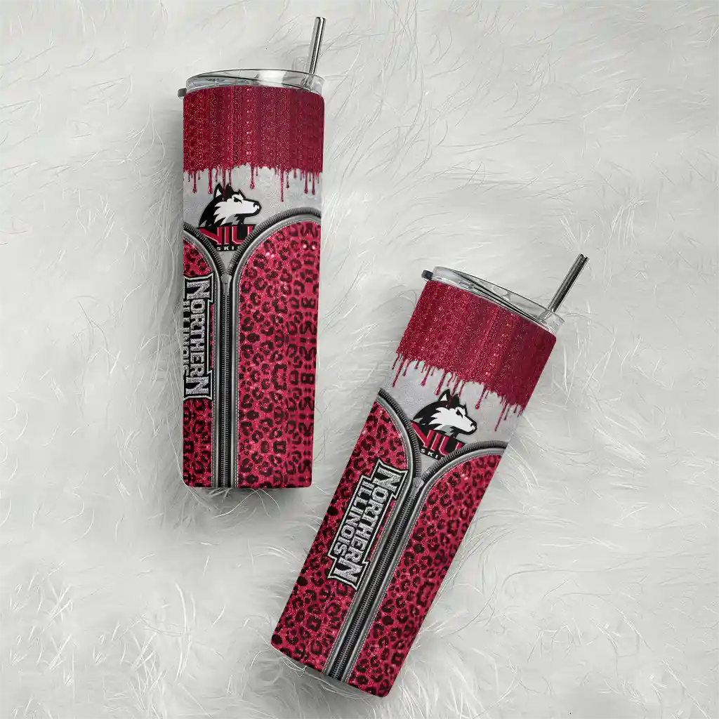 custom-northern-illinois-huskies-sparkle-drip-red-skinny-tumbler-top-rated-2.webp