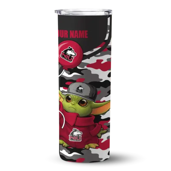 custom northern illinois huskies yoda camo red black skinny tumbler best selling 1