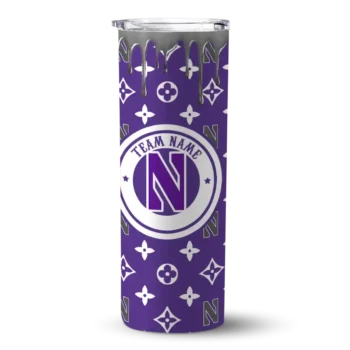 Custom Northwestern Wildcats Camo Streak Purple Skinny Tumbler
