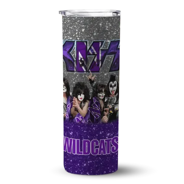 custom northwestern wildcats kiss band white skinny tumbler best selling