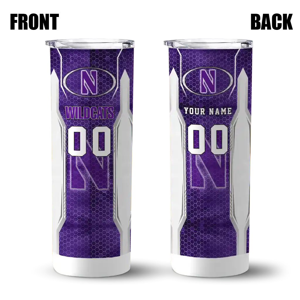custom-northwestern-wildcats-stacked-diamond-purple-skinny-tumbler-fashion-forward.webp
