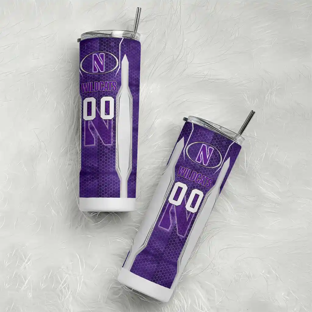 custom-northwestern-wildcats-stacked-diamond-purple-skinny-tumbler-top-rated.webp