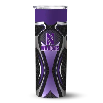 Custom Northwestern Wildcats Superman Emblem Purple Black Skinny Tumbler