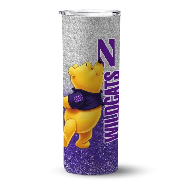 custom northwestern wildcats winnie the pooh purple gray skinny tumbler best selling