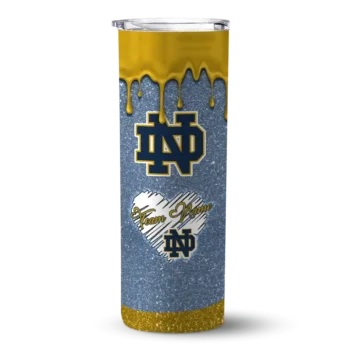 Custom Notre Dame Fighting Irish Pixel Fade Navy Skinny Tumbler