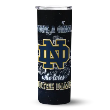 Custom Notre Dame Fighting Irish Rose Romance Navy Black Skinny Tumbler