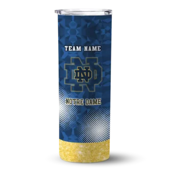 Custom Notre Dame Fighting Irish Starburst Tiles Navy Skinny Tumbler