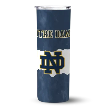 Custom Notre Dame Fighting Irish Torn Band Navy White Skinny Tumbler