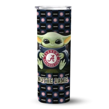 Custom Notre Dame Fighting Irish Yoda Cozy Navy Black Skinny Tumbler